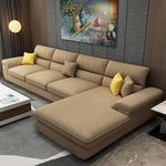 EverCozy - Italino 5 Seater Premium L Shape Fabric Sofa (Right Side Lounger, Beige) | 5 to 6 Person Sofa | Sofa Set for Living Room, Bedroom Home, Office Furniture | 1 Year Warranty