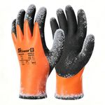 Schwer 2 Pairs FreezeGuard Winter Work Gloves, ANSI A2 Cut Resistant Freezer Gloves for Outdoor Cold Weather Keep Hands Warm, Waterproof Gloves for Shoveling Snow, Ice Fishing, L