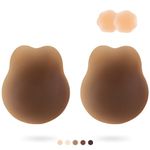 APOWUS Lift Ultra-Thin Adhesive Bra,Sticky Push UpInvisible Bras,Strapless Backless Bra Pasties Nipple Covers, Mocha, 1