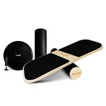 Yes4All Balance Board Trainer Wooden with Adjustable Stoppers, Balance Roller Boards - 3 Different Distance Options 11, 16 and 22 inches, Hockey Balance Board for Surfing Training (Set 3in1)