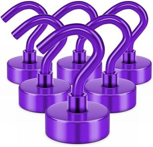 FINDMAG Magnetic Hooks, 6 Pack Magnet with Hook N52 Grade, Strong Magnetic Hook Heay Duty for Hanging, Magnetic Hanger for Cruise Cabins, Classroom, Grill, Purple