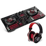 DJ Controller with Headphones - Numark Mixtrack Platinum FX DJ Controller with 4 Deck Control, DJ Mixer and Numark HF175 DJ Headphones with closed back over ear design