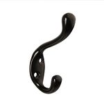 HASWARE 6 PCS Double Prong Robe Hook, Dual Coat Hooks Antique Wall Mounted Hooks Robe Vintage Hooks Hangers Heavy Duty with 12 Pieces Screws for Coats Hat Clothes Hanger Towel Keys (Black)