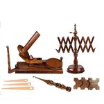 𝐋𝐚𝐫𝐠𝐞 𝐂𝐚𝐩𝐚𝐜𝐢𝐭𝐲 𝐘𝐚𝐫𝐧 𝐖𝐢𝐧𝐝𝐞𝐫 - Hand Operated Wooden Yarn Ball Winder. Support 10 to 12 oz of Yarn Fiber Wool String with Free Crochet Hook (9 PCS Rosewood Winder Swift)