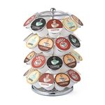 Nifty K Cup Holder – Compatible with K-Cups, Coffee Pod Carousel | 36 K Cup Holder, Spins 360-Degrees, Lazy Susan Platform, Modern Chrome Design, Home or Office Kitchen Counter Organizer