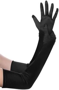 BABEYOND Long Evening Gloves Satin Elbow Gloves Bridal Fancy Dress Gloves Wedding Prom Opera Gloves 1920s Style for Women (Long Smooth 52cm/Black)