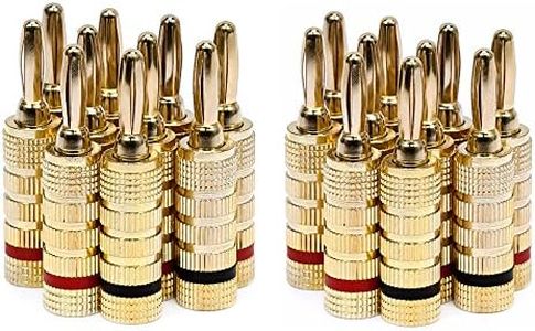 Monoprice 121820 24k Gold Plated Speaker Banana Plugs, Closed Screw Type (10 Pairs)