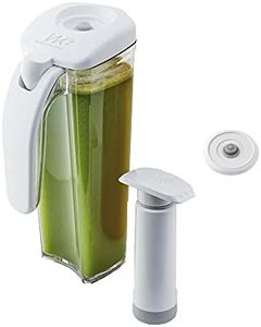 PIKA - Kit de conservation sous vide pour jus de fruits et légumes : Carafe sous vide 1L + pompe + couvercle universel taille S, Blanc/Transparent