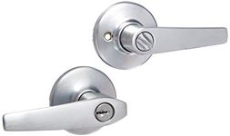 Kwikset Delta Entry Door Handle with Lock and Key, Secure Keyed Reversible Lever, Exterior Doorlock, Doorknob for Front Entrance and Bedrooms in Satin Chrome