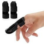 Echify Upgraded Finger Splints - 2Pcs Full Coverage Finger Protector Mallet Finger Support Brace Trigger Finger Splint Finger Straightener for Arthritis & Broken Knuckle Immobilization Black