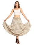 KE KANHA EXPORTS Women's Maxi Wraparound Lehanga Style Full Flared Printed Skirts for Women's/Girls/Ladies Skirt Wrap Around Women’s Free Size Long Women/Girls/Ladies (Satin Linen 735)