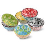 Porcelain Dessert Bowls Cereal bowl - Ceramic Bowl Set of 6 - Colorful Small Bowls for Ice Cream | Soup | Cereal | Rice | Snack | Side Dish | Condiment Microwave and Dishwasher Safe -4.75 Inch(10OZ)