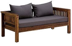 Vivek Wood - 2 Seater Sofa | Two Seater Couch for Living Room, Drawing Room, Bedroom, Office Lounge & Patio Area | Solid Wood Sheesham, Teak Finish | 2-Person Sofa