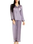 LONXU Women‘s Satin Pajamas Set Gray XL