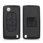 kwmobile Car Key Cover Compatible with Peugeot Citroen 3 Button Car Key - Protective Hard Plastic Key Fob Cover Case - Black