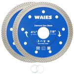 Waies 4 1/2 inch Diamond Saw Blade Diamond for Angle Grinder, Thin Cutting Wheel for Porcelain Brick Ceramic Concrete Granite Marble (2 Pcs)