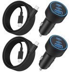 ARCCRA USB C Fast Car Charger for iPhone 16/16 Pro Max/15/15 Pro Max/Plus, iPad Pro/Air/Mini, Samsung S24/S23/S22, Pixel 9/8/7, 2 Pack 67W 3-Port Type C Car Charger Adapter with 3FT USB C to C Cable