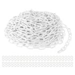 PATIKIL Plastic Chain Links, 100 Foot Safety Barrier Chain White for Crowd Control, Queue Line, Parking, Fence, Gate, Concert, Construction Site and Decoration