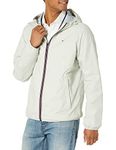 Tommy Hilfiger Men's Lightweight Active Water Resistant Hooded Rain Jacket, Ice, M