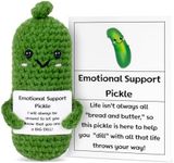 GIFTIARA Funny Positive Pickled Emotional Support Pickles, Cute Crochet Cucumber Toy with Positive Card Cheer Up Funny Gag Gifts for Best Friend Birthday Housewarming Women Teacher Fall (Pickle)