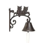 Sungmor Heavy Duty Cast Iron Wall Bell - Decorative Retro Style Lovely Owls Hand Bell - Manually Shaking Wall Hanging Doorbell - Indoor Outdoor Wall Mounted Dinner Bell - Garden Home Wall Decoration