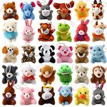 32 Piece Mini Plush Animal Toy Set, Cute Small Animals Plush Keychain Decoration for Themed Parties, Kindergarten Gift Giveaway, Teacher Student Award, Goody Bags Filler for Boys Girls Child Kid