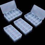 4PCS Nail Tip Box Organizer, NailSlowee Plastic False Nail Storage Box Empty Acrylic Nail Organizer Case with 10 Space Grids for Fake Art Nail Rhinestone Glitter Jewelry