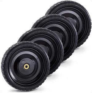 Gorilla Carts 4-Pack 13 Inch No-Flat Replacement Tires, 300 lb Capacity Each – Solid Polyurethane, 2.16” Hub, 5/8” Bore – Fits Lawn & Garden Utility Wagon, Hand Truck, Air Compressor, Pressure Washer