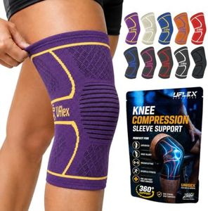 UFlex Athletics Knee Brace Sleeve Men & Women (SGL/L:19"-21.5"/Purple Gold)