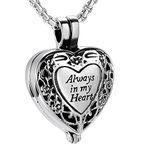 Heart Cremation Locket Necklace Hold Pet/Loved Ones Ashes For Women Men Memorial Pendant Inside Gold Tube Urn Jewelry