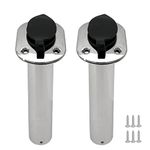 ISURE MARINE 2Pcs Boat Stainless Steel Fishing Rod Holder Flush Mount 30 Degree with Rubber Cap, Liner and Gasket