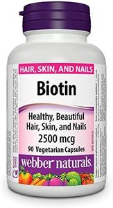 Webber Naturals Biotin 2500 mcg, 90 Capsules, Supports Healthy Hair, Skin & Nails, Energy Metabolism, Vegan