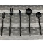 Uniturcky Luxury Black Matte Flatware 10 Pieces 18/10 Stainless Steel Salad Spoons and Forks Knife Set Black Silverware Set DISHWASHER SAFE, Service for 2