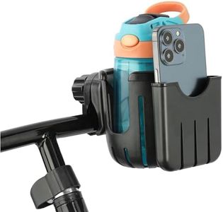 Navaris Cup Holder for Pram - Universal for Baby Pushchair, Buggy, Wheelchair, Stroller - 2-in-1 Accessory with Holders for Parent Coffee or Water and Phone