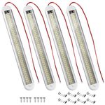 Justech 4-Pack 120LEDs Interior Light Bar LED Strip Lights 12v LED Light Strip 1500LM 8W with ON/Off Switch for Trailer Car RV Van Truck Lorry Camper Boat Caravan Motorhome