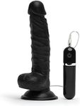 Lovehoney Lifelike Lover Vibrating Dildo - 8 Inch Realistic Dildo - Suction Cup Dildo with Wired Remote Control Vibrator for Women - 10 Vibration Functions - Adult Sex Toy - Black