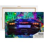 SuccessHunters Supercar Canvas Print Office Decor Pop Art Luxury Car Money Hustle Motivation Pop Culture Inspirational Motivational Art Home Decoration (24" x 36")