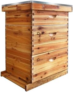 10-Frame Bee Hive Starter Kit for Beekeepers Dipped in 100% Beeswax Includes 2 Deep Box and 1 Medium Bee Box with Beehives Frames and Wax Foundations for Beginner Beekeepers
