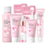 Skin Care For Teenage Girls - Skincare Gift Set Women - Sakura Skin Care Sets & Kits - Face Care Sets Includes Cleanser, Face Serum, Face Cream,Toner,Eye Cream,2Pcs Mud Mask - Gifts for Her (Set B)