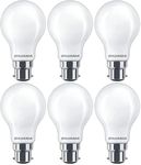 SYLVANIA GLS Frosted LED Light Bulb, Dimmable, B22, 7W, 806 Lumens, Warm White 2700K - 6 Pack