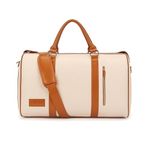 FUOCO Carry On Garment Bag for Travel, 2-in-1 Waterproof PU Leather Duffle Bag with Suit Compartment | Convertible Hanging Garment Bag for Men and Women | Business Trip, Wedding, Overnight Bag