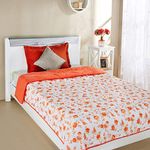 Amazon Brand - Solimo Victoria Microfibre Printed Quilt Blanket/Comforter, Single, 120 GSM, Orange