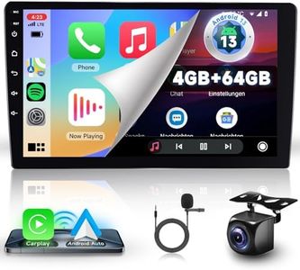 Hodozzy 4G+64G Android Autoradio 2 Din con Carplay Senza Fili e Android Auto, Stereo 9 Pollici Touch Screen Autoradio GPS Navigation, Wifi, Bluetooth, USB, SWC, Radio FM RDS，Telecamera di Retromarcia
