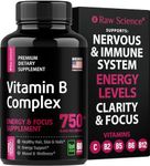 S RAW SCIENCE Vitamin B-Complex - B Vitamins: B1 B2 B3 B5 B6 B7 B9 B12, Biotin, Folic Acid for Energy & Immune Support Supplement, Super B Complex for Women & Men's Nervous System