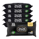 DUDE Wipes Flushable Wipes - 6 Pack, 288 Wipes - Shea BUTTer Smooth with Vitamin-E & Aloe - Septic and Sewer Safe + 3 On-The-Go Wipes