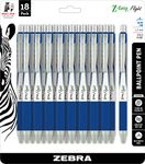 Zebra Pen Z-Grip Flight Retractable Ballpoint Pen, Bold Point, 1.2mm, Blue Ink, 18-Pack, 21218