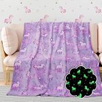 BORORO Unicorn Gifts Purple Glow in The Dark Blanket for Kids Unicorns Toys for Girls Cute Blankets for Birthday Halloween Christmas Valentines Gifts