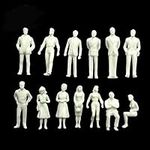 kinearcharms 100PCs Unpainted Tiny People Figures, 1:50 Scale Model Trains Architectural O Scale Sitting and Standing Miniatures Figures