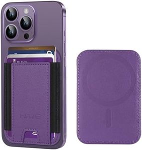 HiWe for MagSafe Wallet, Strongest Magnetic Wallet for iPhone 16/15/14/13/12 Series, 7 Cards Holder, Magnetic Phone Wallet, Leather Minimalist Slim RFID Wallet, 1 Slot, Dark Purple & Black