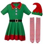 AudMsier Festive Elf Clothing, Elf Hat, Shirt, Trousers in Set, Christmas, Carnival, Cosplay Outfit